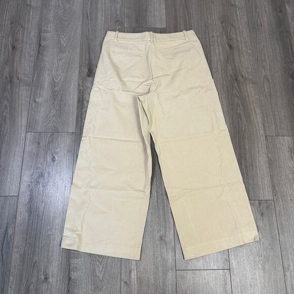 J.Crew Remy Wide-leg Cropped Pants WMNS 10 Tan High-Rise Stretch Zip Fly Pockets - Picture 5 of 7